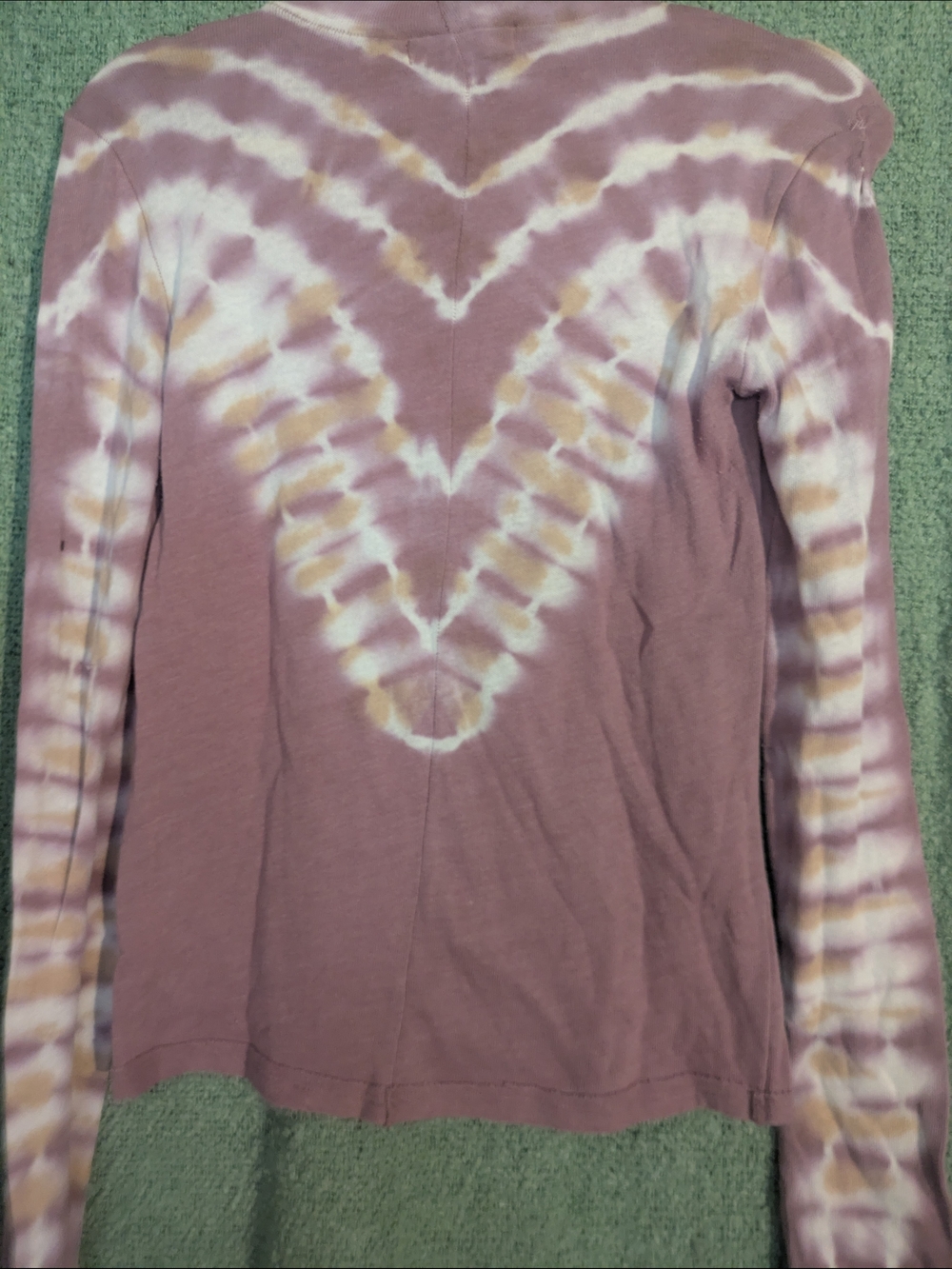 Free People Mauve and White Tie-Dye Long Sleeve Tee